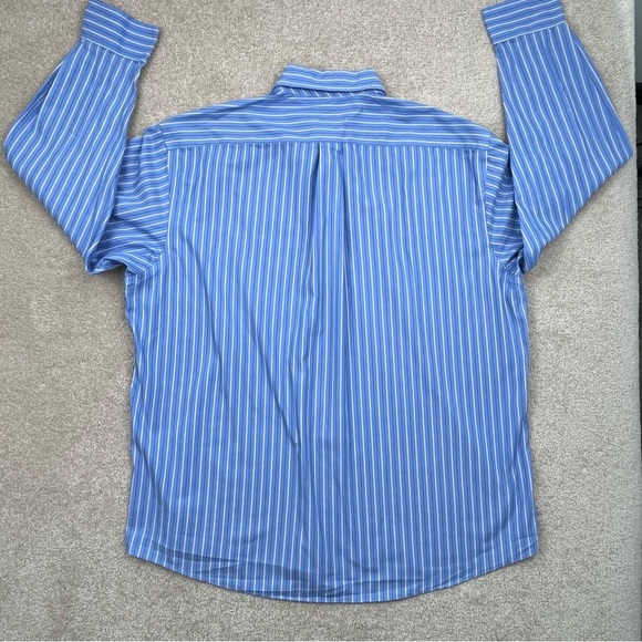 Club Room Shirt Adult Size 17.5 XL Blue Tan Striped Button Up Performance Men - Picture 13 of 14